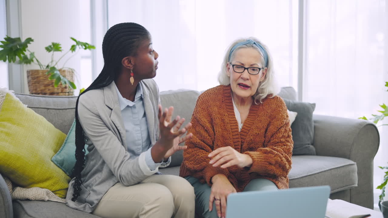 Laptop, financial advisor or consulting an old