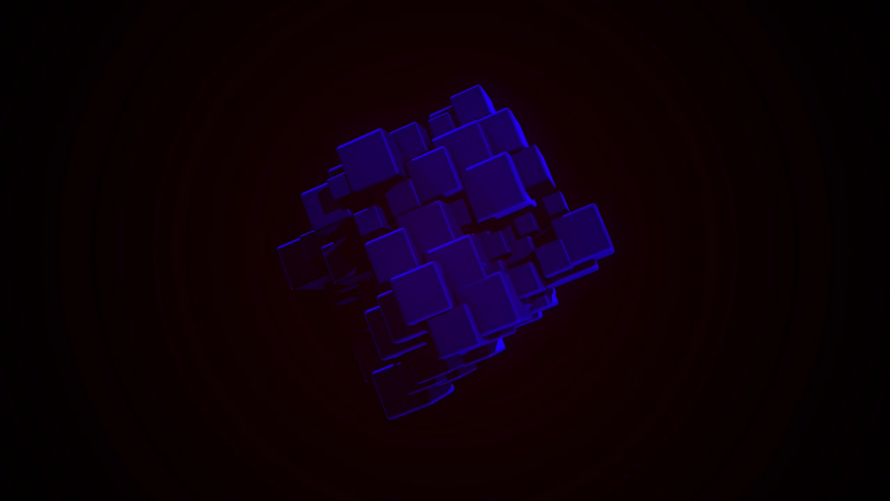 Abstract Glowing Blue Cubes