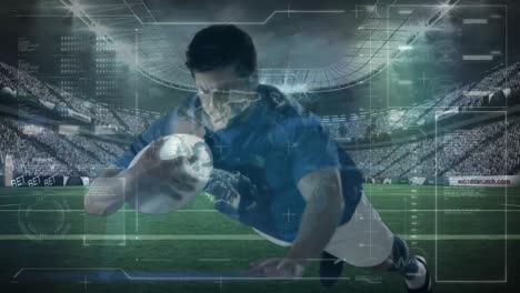 Animation-of-data-processing-over-rugby-player-during-rugby-match-in-sports-stadium