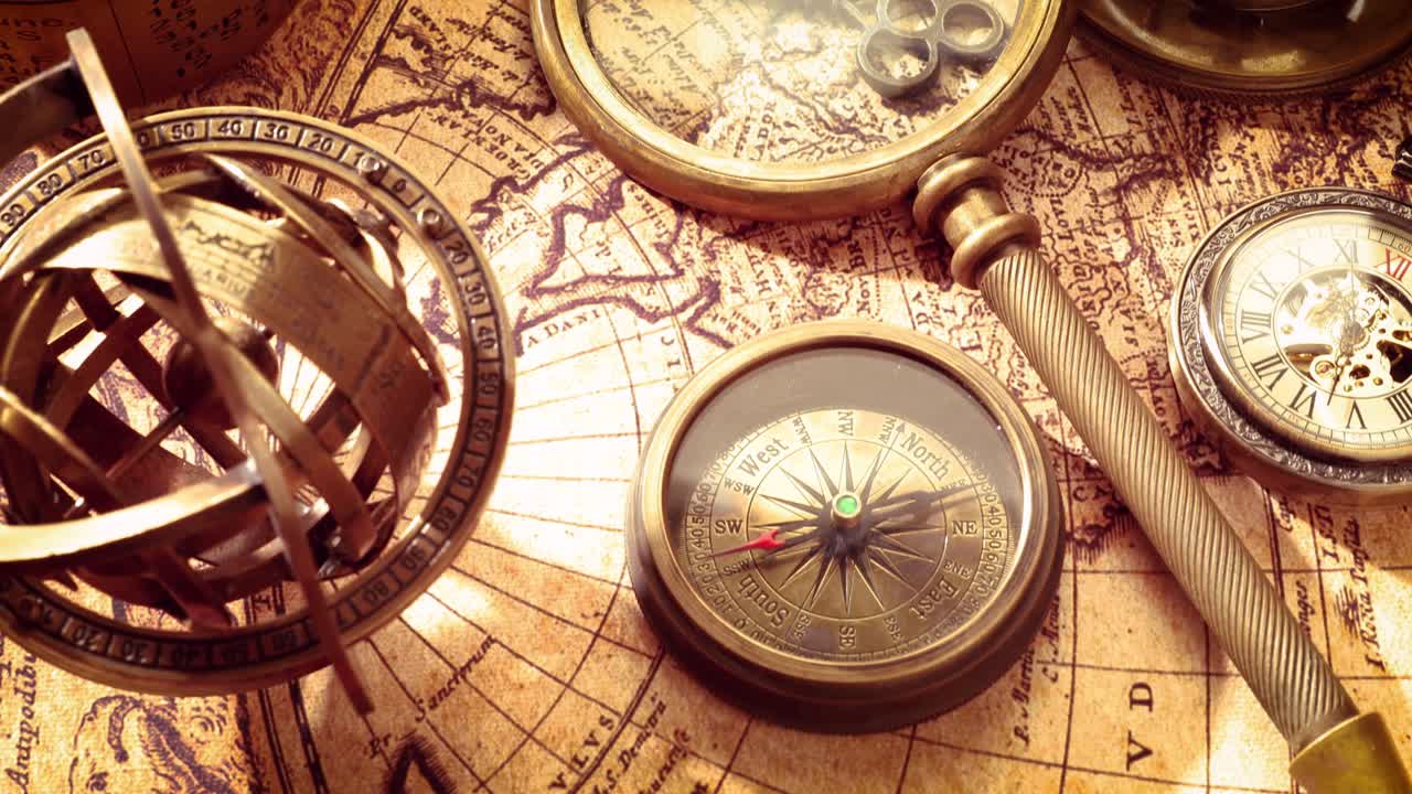 1565년의 오래된 지도에 그려진 빈티지 고정물입니다.