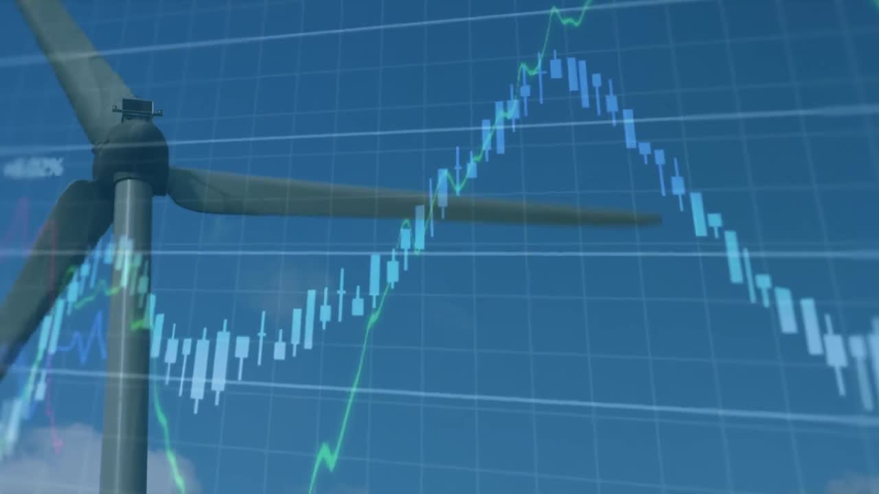 풍력 터빈에서 데이터 처리의 애니메이션