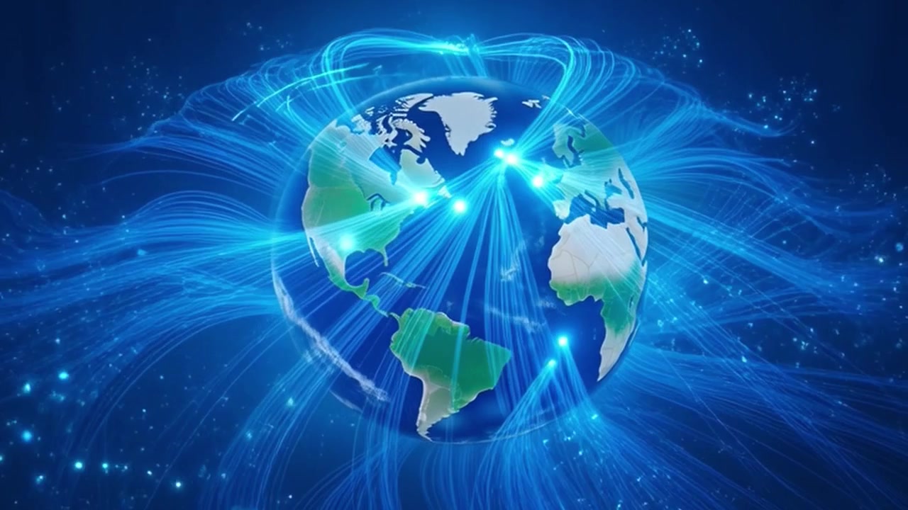 Digital Earth Globe with Glowing Global Network Connections