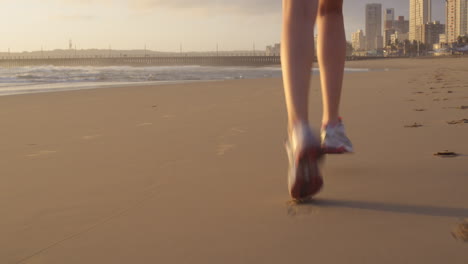 running woman feet close up exercise