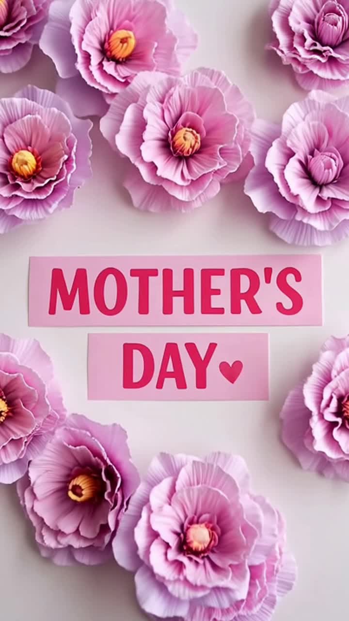 Mother's day greeting card with pink flowers