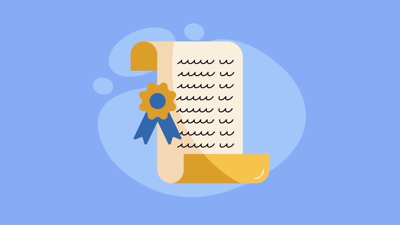 교육 졸업 디플로마 롤 애니메이션