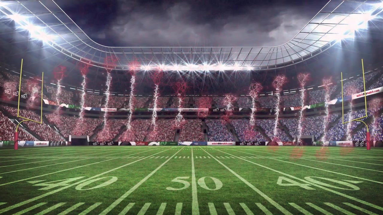 Animazione di uno stadio di rugby che cade su uno stadio sportivo