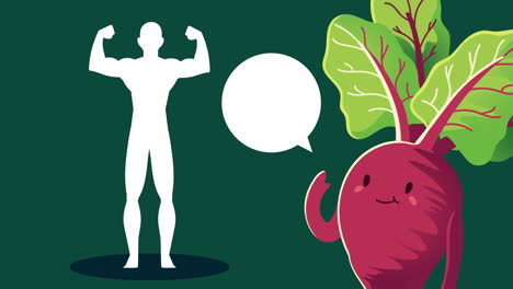 radish character and healthy human body silhouette