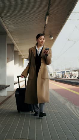 businesswoman at the train station