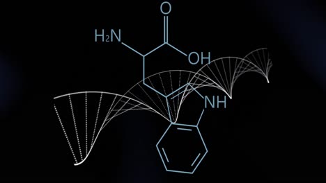 검은 바탕에 회전하는 dna 줄에 대한 요소 구조