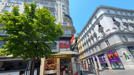 vienna, austria - june 9, 2025: stunning design and architecture of the historical part of the city. low angle view at the old buildings of vienna, austria