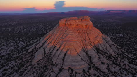 dramatic desert butte at sunset