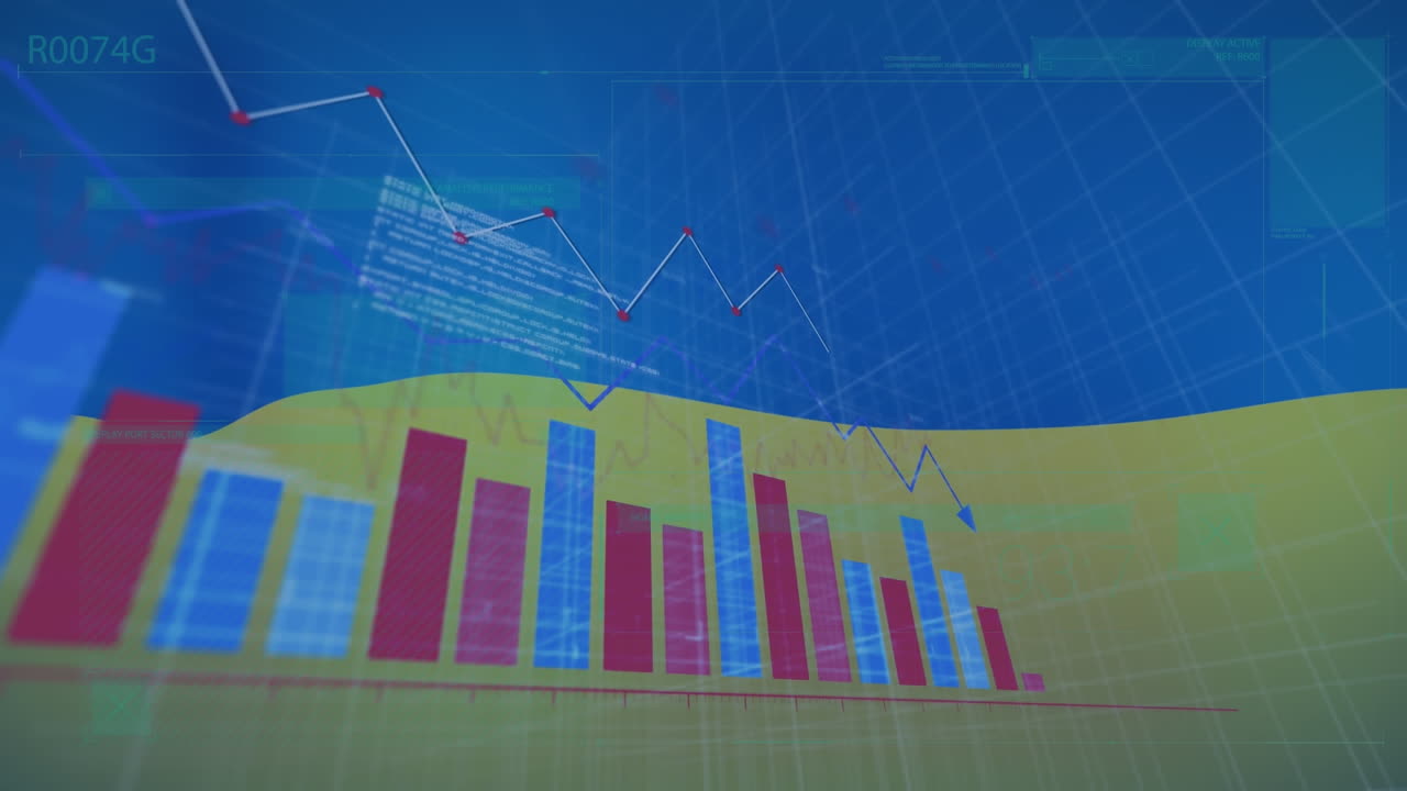animación del procesamiento de datos sobre fondo azul