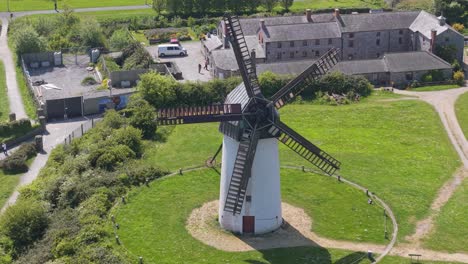 skerries mills - the great windmill in skerries town, dublin, ireland. - aerial shot
