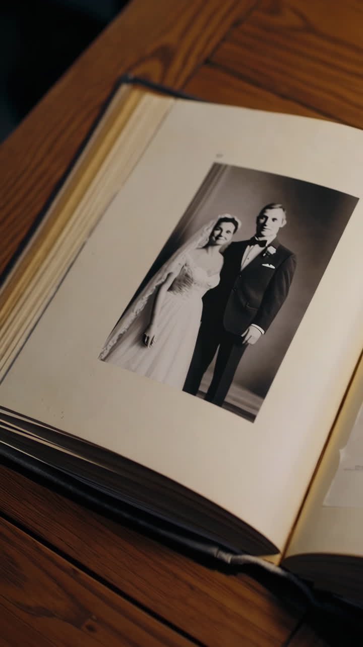Vintage svatební fotografie v albu