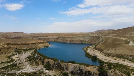 drone footage from the band-e-amir is a series of six stunning lakes located in a mountainous desert area of afghanistan's bamyan province.. january 12, ?2022