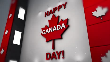 una representación en 3d de "feliz día de canadá" en forma de la bandera canadiense