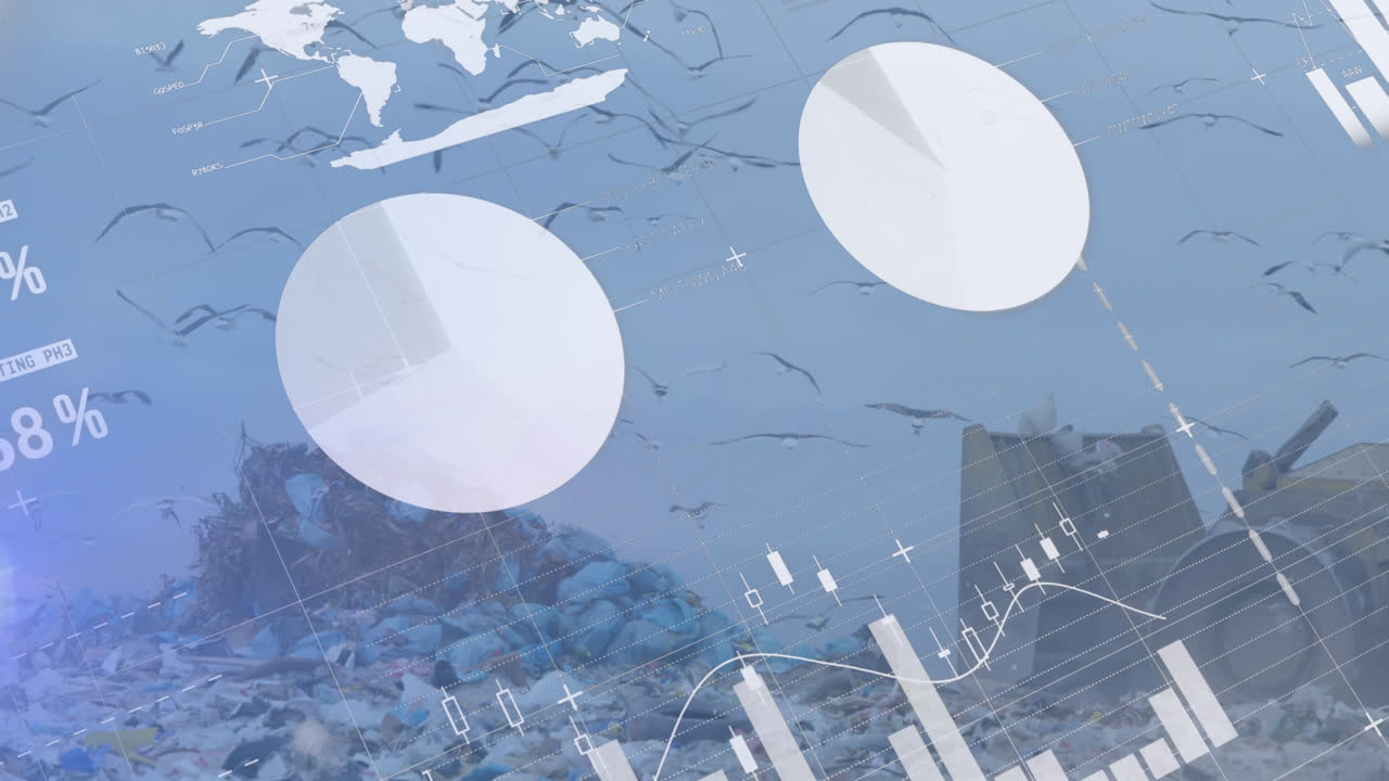 анимация обработки данных на бульдозере на месте сбора отходов