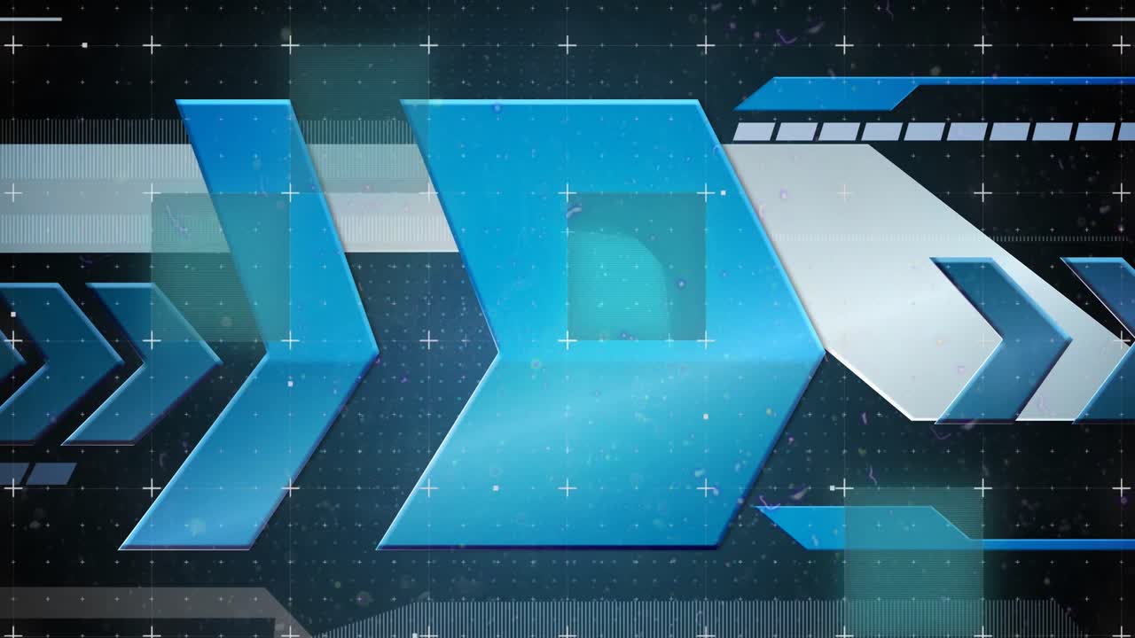 파란색 배경에 추상적인 모양과 함께 움직이는 빛의 흔적의 디지털 애니메이션