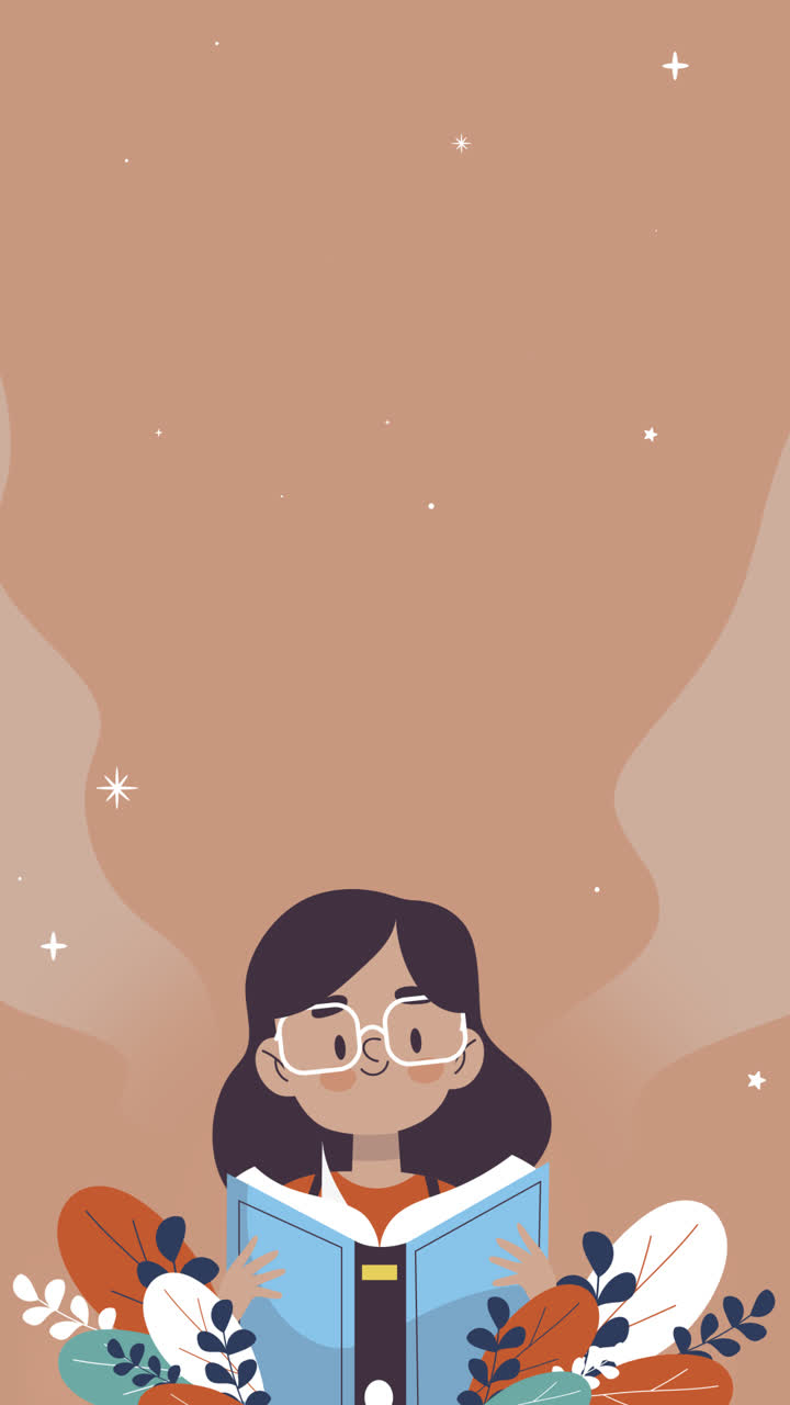 책 일러스트를 읽는 소녀