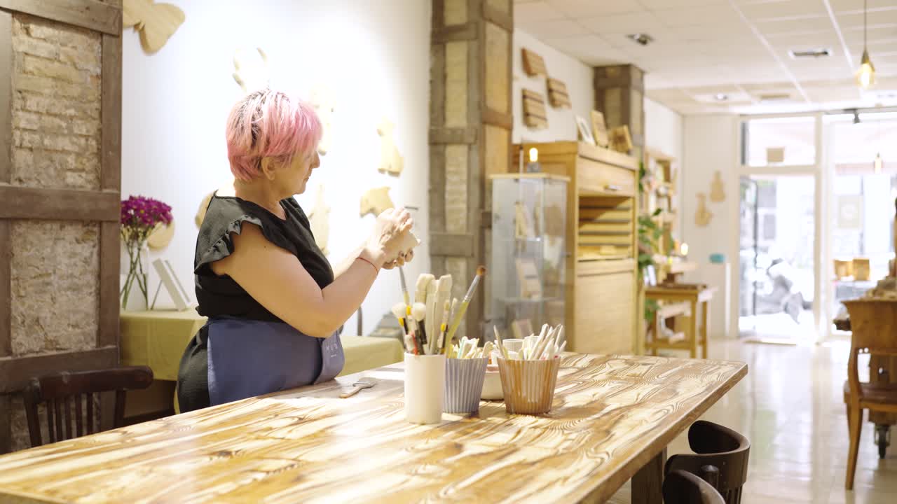 Craftswoman in Her Art Studio