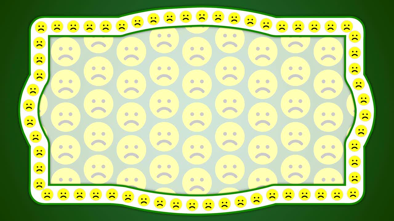 슬픈 미소 감정 녹색 배경 빈티지 프레임