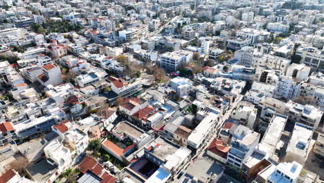 drone footage of marousi, a suburb in the north of athens, greece