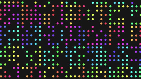 Digital-neon-colorful-dots-in-rows-on-computer-screen