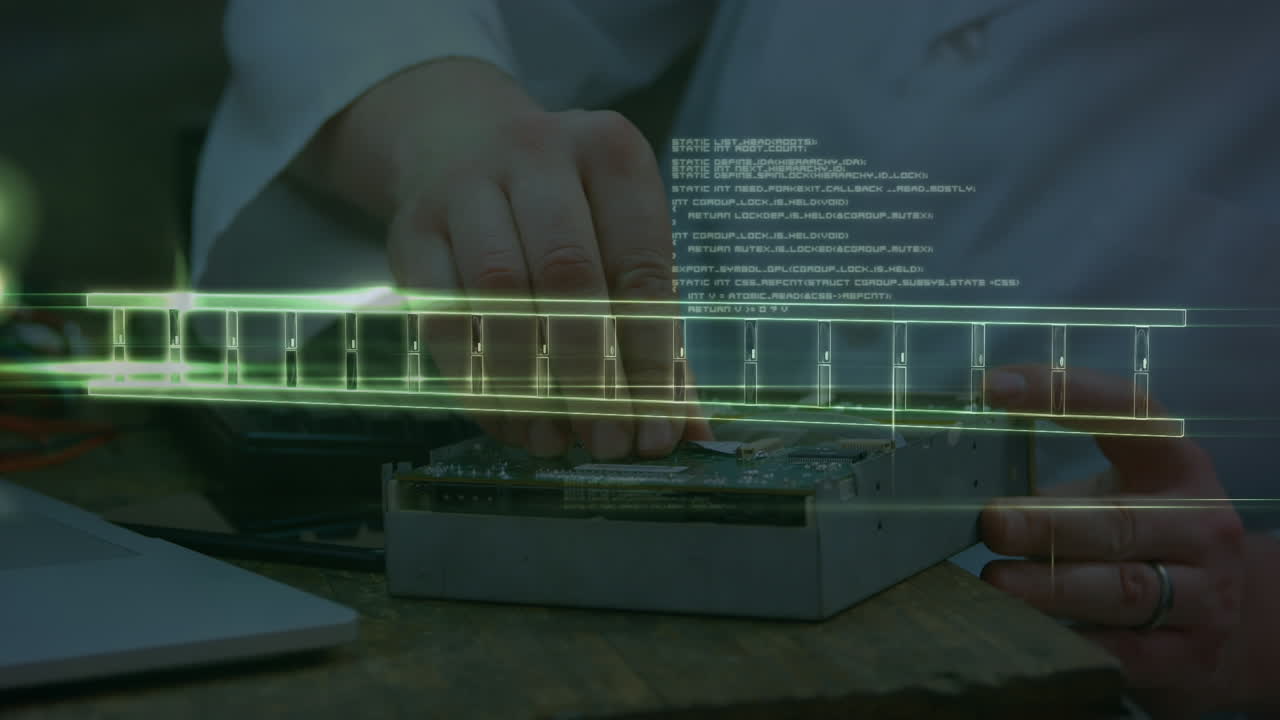 데이터 처리 애니메이션 백인 남성 과학자 수리