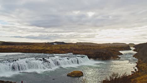 high angle view of the faxi waterfall in rural iceland