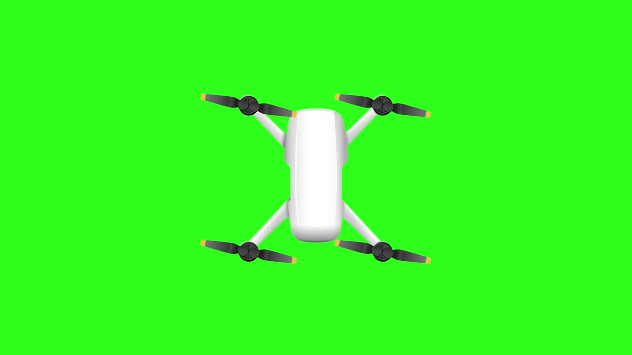 A drone rotates smoothly against a vibrant green screen, showcasing dynamic movement and aerial technology