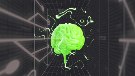 animation of digital brain spinning over connections