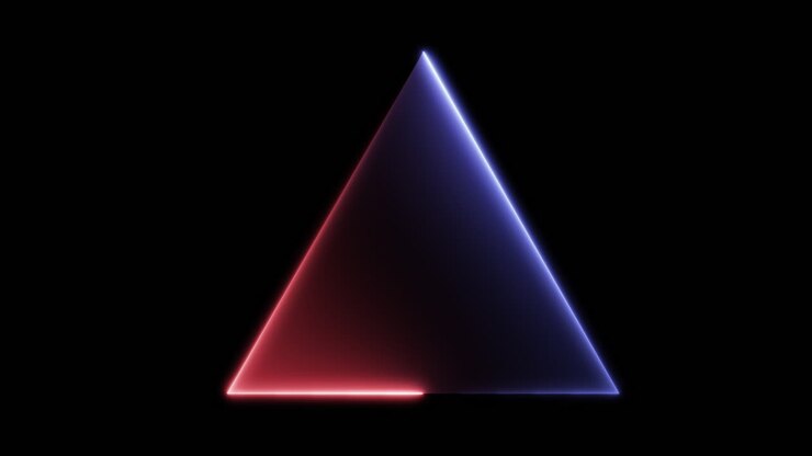 Rotating Neon Triangle with Glowing Energy Loop