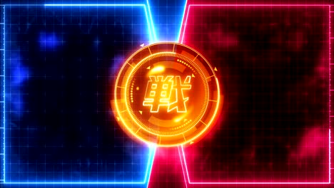 futuristic sports game loop animation. versus battle fight background. radar neon display. chinese character "fight". japanese letter element. game control.