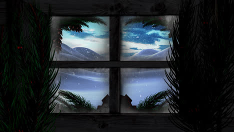 Winterlandschaft-Durch-Fenster-Gesehen