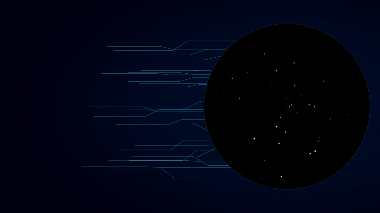 Abstract Digital Sphere with Glowing Data Lines and Particle Network