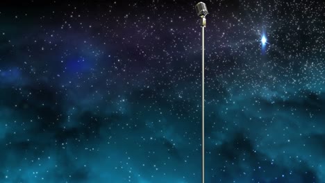 animation of stars falling over microphone on dark background