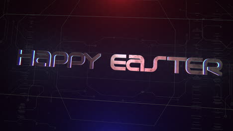 happy easter with cyberpunk hud on computer screen