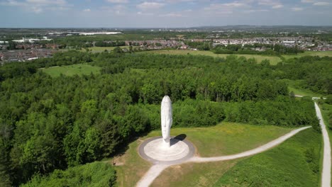 the mesmerizing dream sculpture, st helens - uk. drone clockwise rotate from far