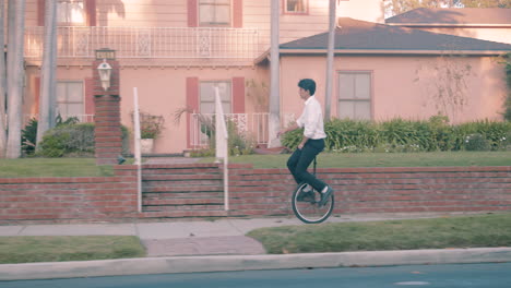 unicyclist on the street
