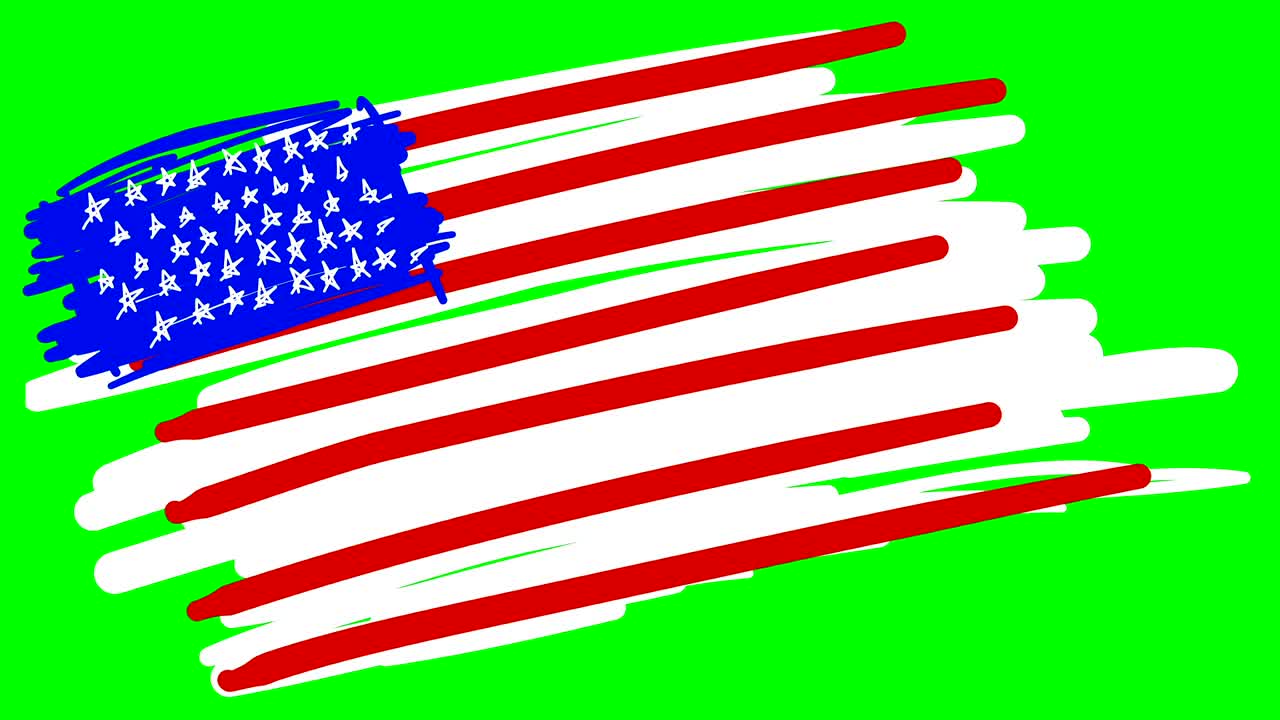 dibujo de la bandera de américa en pantalla verde tablero blanco aislado