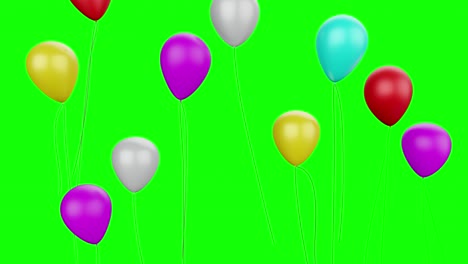 Globos-De-Fiesta-Coloridos-Volando-Con-Fondo-Verde