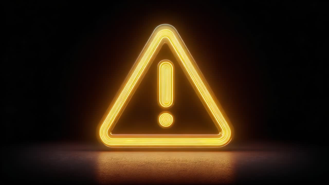 A Bright and Bold Warning Sign Illuminates the Darkness, Featuring a Classic Triangle Shape with an Exclamation Mark, Signifying Caution and Alertness in Any Environment