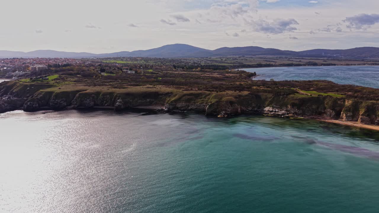 Aerial view of the stunning coastline in Bulgaria captured by drone
