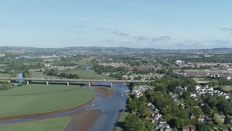 exeter, topsham, east devon y el río exe convergente vista shot