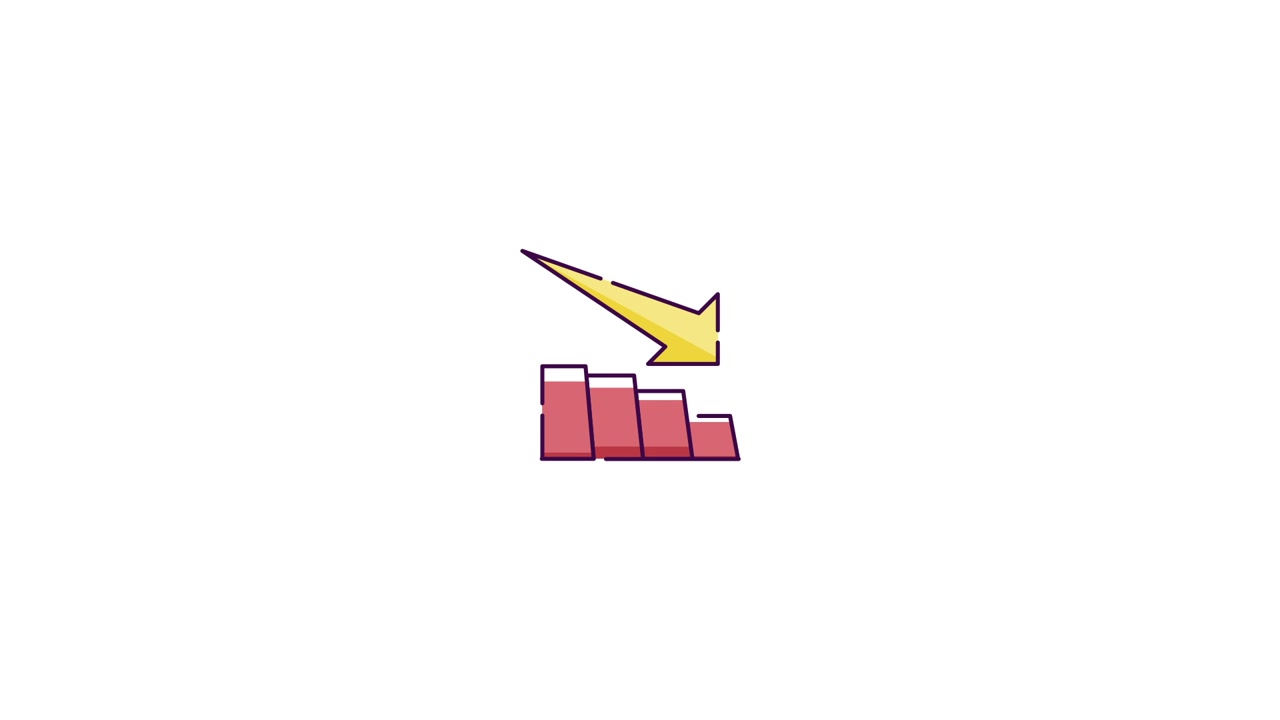 Animated Bar Chart Showing a Downward Trend with Arrow