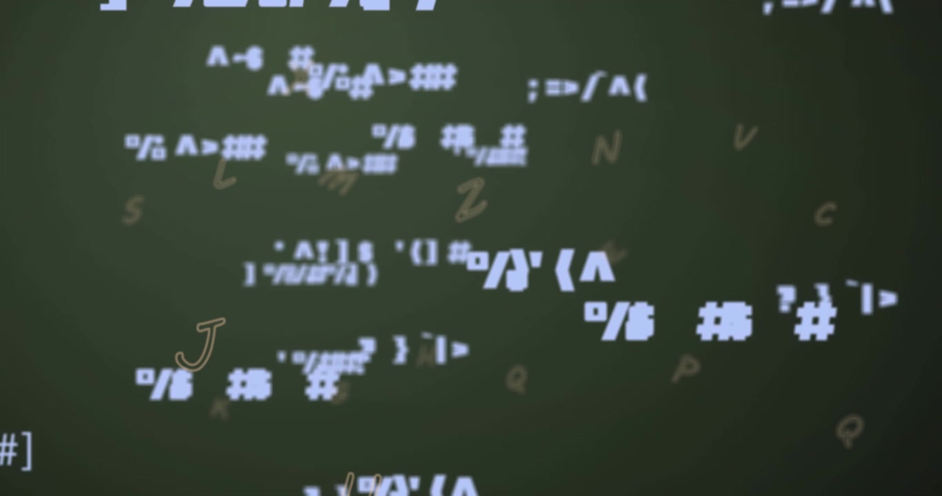 Animation of mathematical equations and numbers on black background