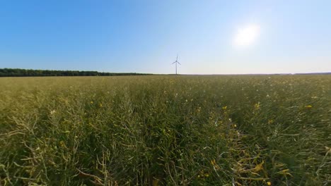 Turbina-Eólica-En-Cámara-Lenta-En-Los-Campos-Agrícolas-En-Un-Día-Soleado-De-Verano