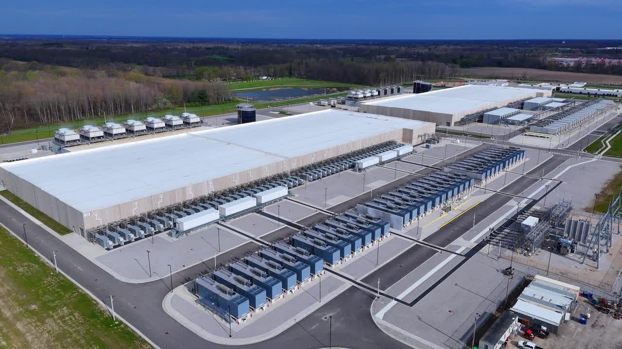 New Google data center expansion in New Albany, Ohio, USA, wide aerial view