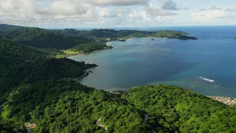 philippine sea and green islands in catanduanes, philippines. - aerial shot