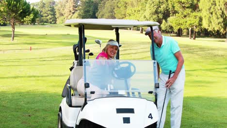 Two-golfer-players-interacting-with-each-other